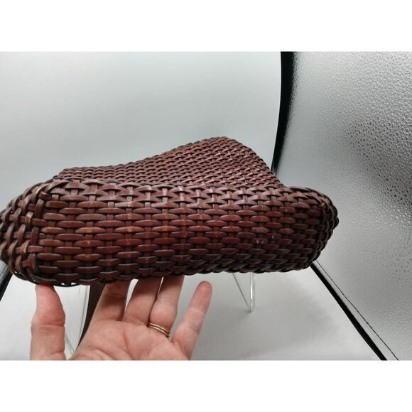 Talbots Brown Woven Leather Crossbody Bag With Adjustable Strap & Gold Hardware - Picture 9 of 10